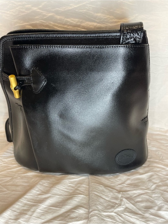 Longchamp Handbags - Vintage Longchamp Black Leather Crossbody Bucket Bag Gold Hardware Project Bag